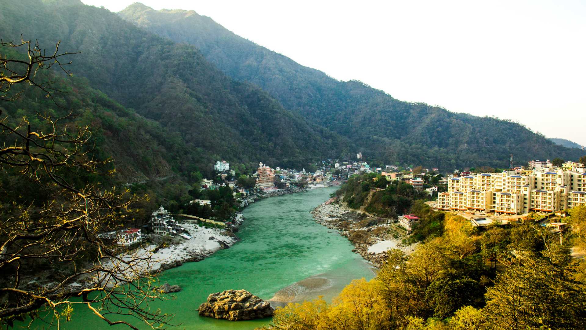 Views of the Ganges river in Rishikesh, India