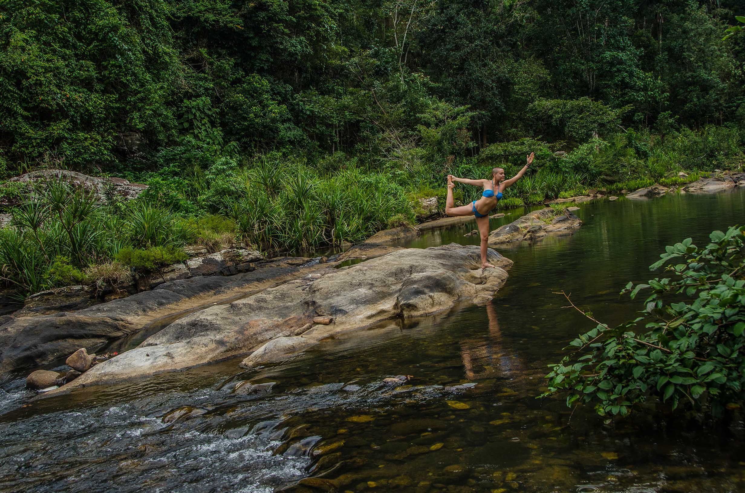Yoga by a river at Santani, a remote and a secluded retreat