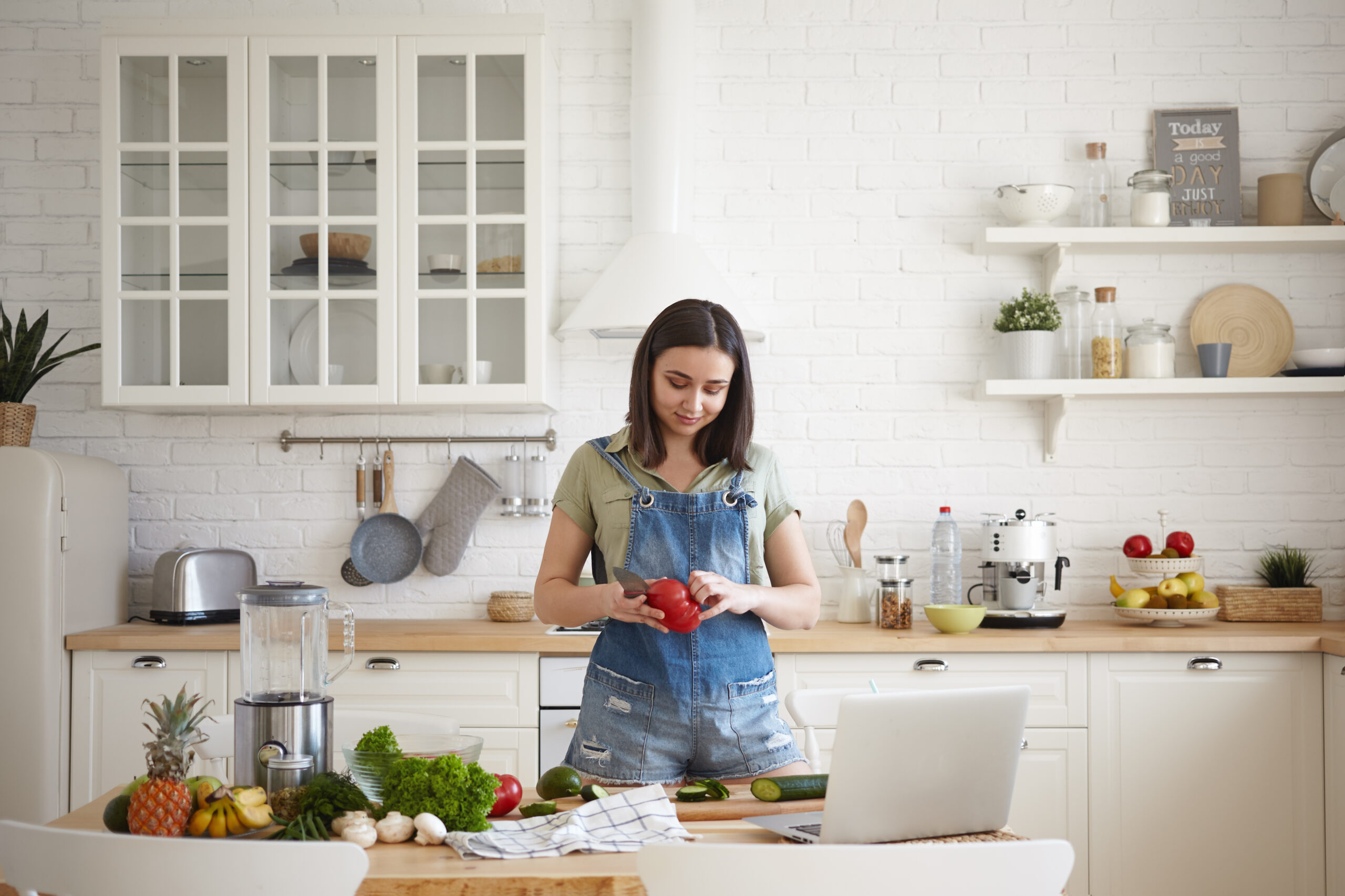 Woman cooking at home