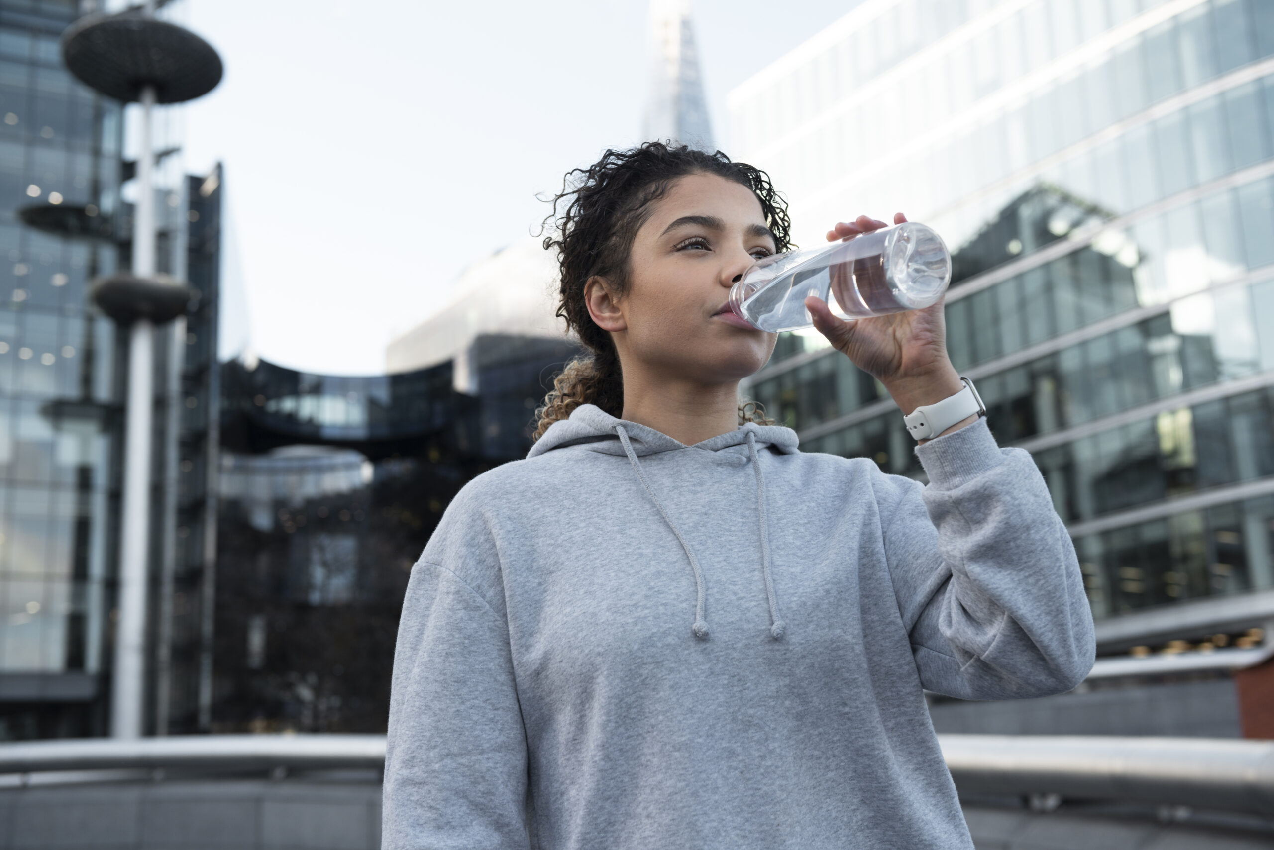 Woman hydrating