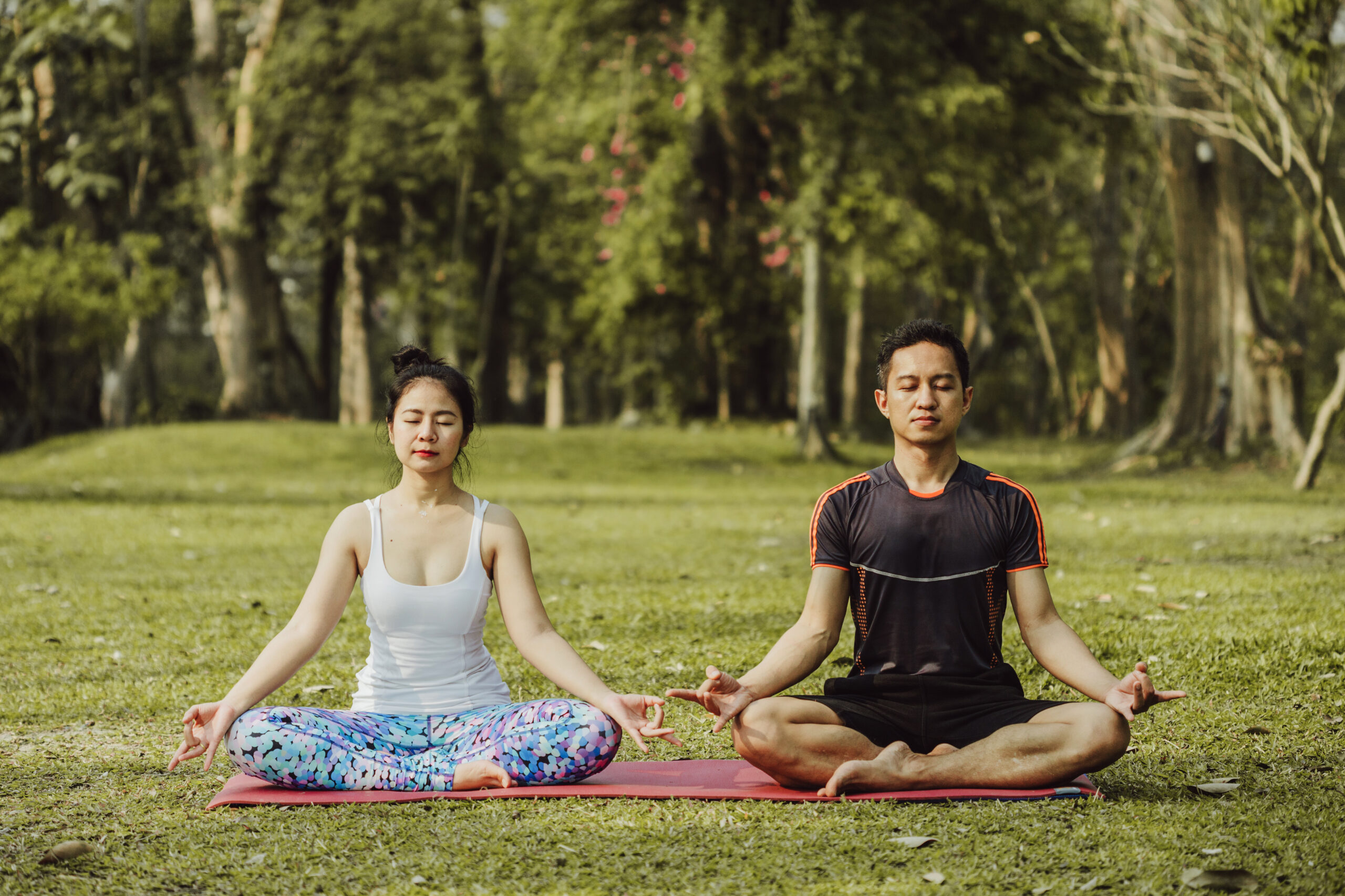 Lady and man at a stress management retreat after understanding "Why do we need stress management ?"