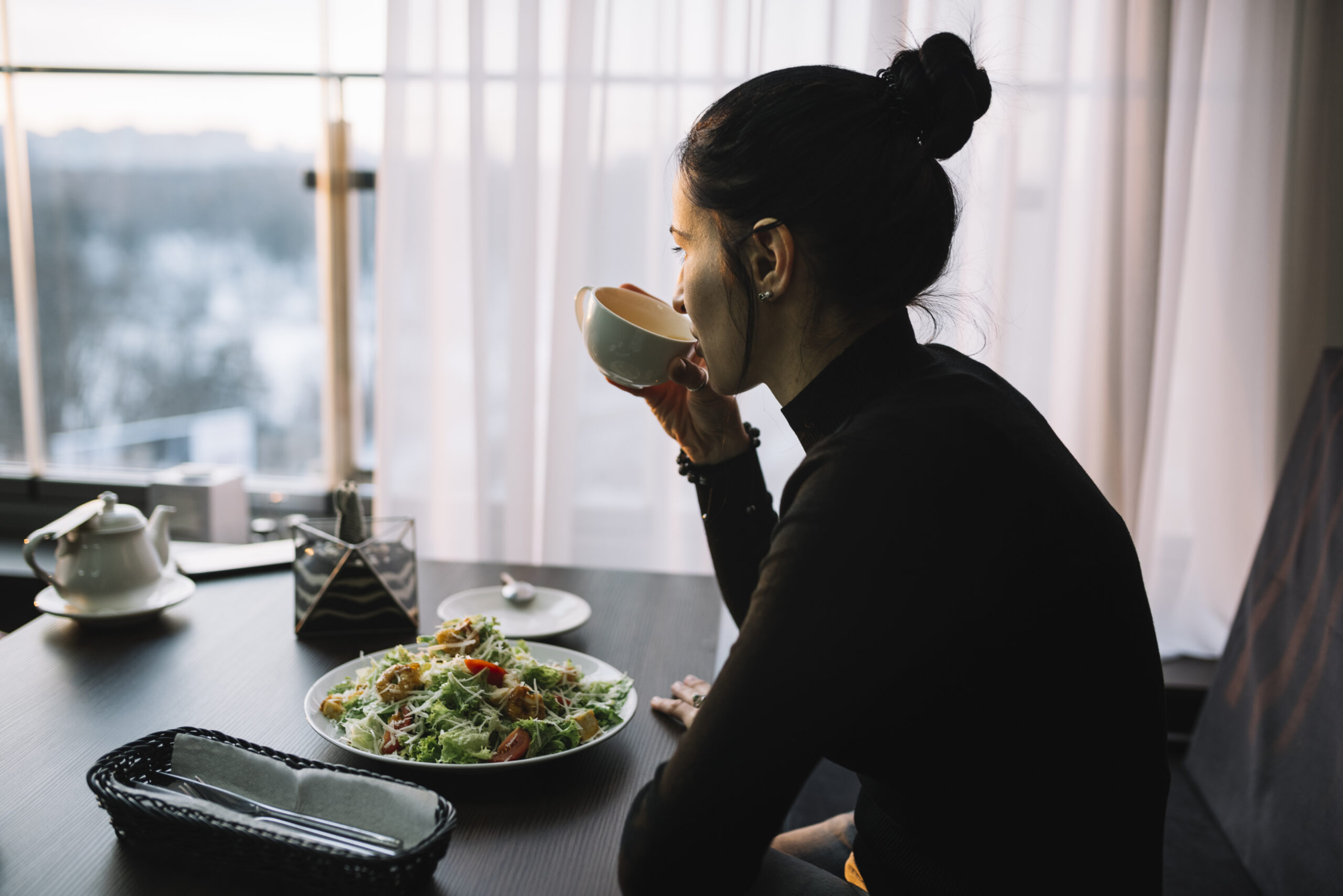 Woman engaging in mindful eating